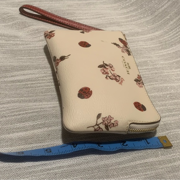 Coach Floral Ladybug Wristlet in Cream - Picture 3 of 15
